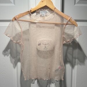 Topshop Light Pink Mesh Top